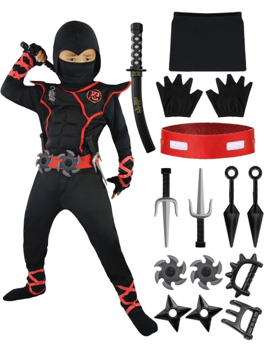 Kids Halloween Ninja Costume Set - Spooktacular Dress Up Outfit for Boys